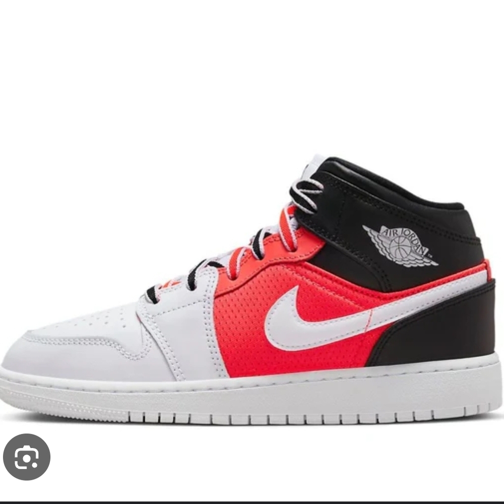 Jordan 1  Infared Mid Sneakers - Black, White, and Orange Sz 7y Gently Worn